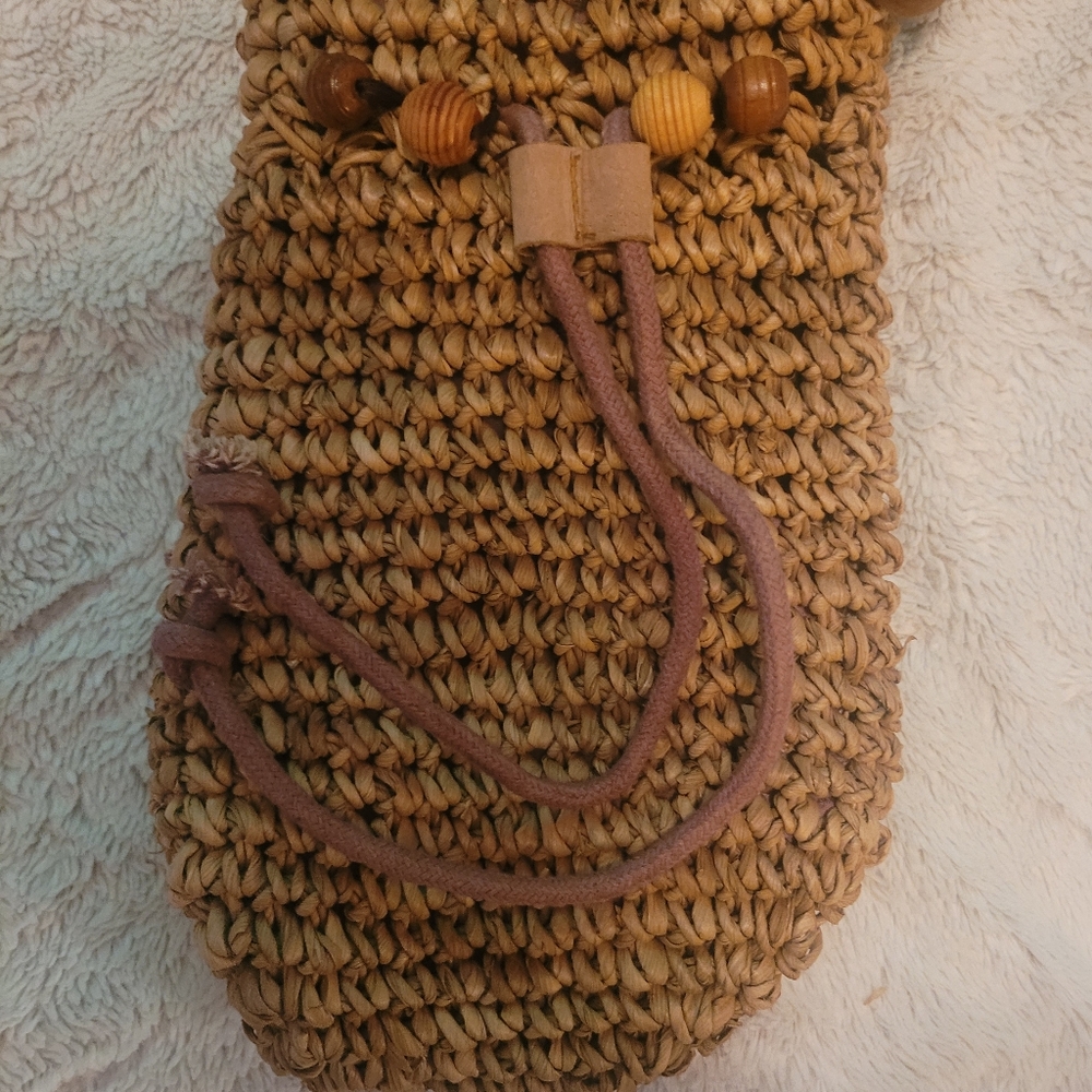 Straw Drawstring Beaded Handbag - image 4
